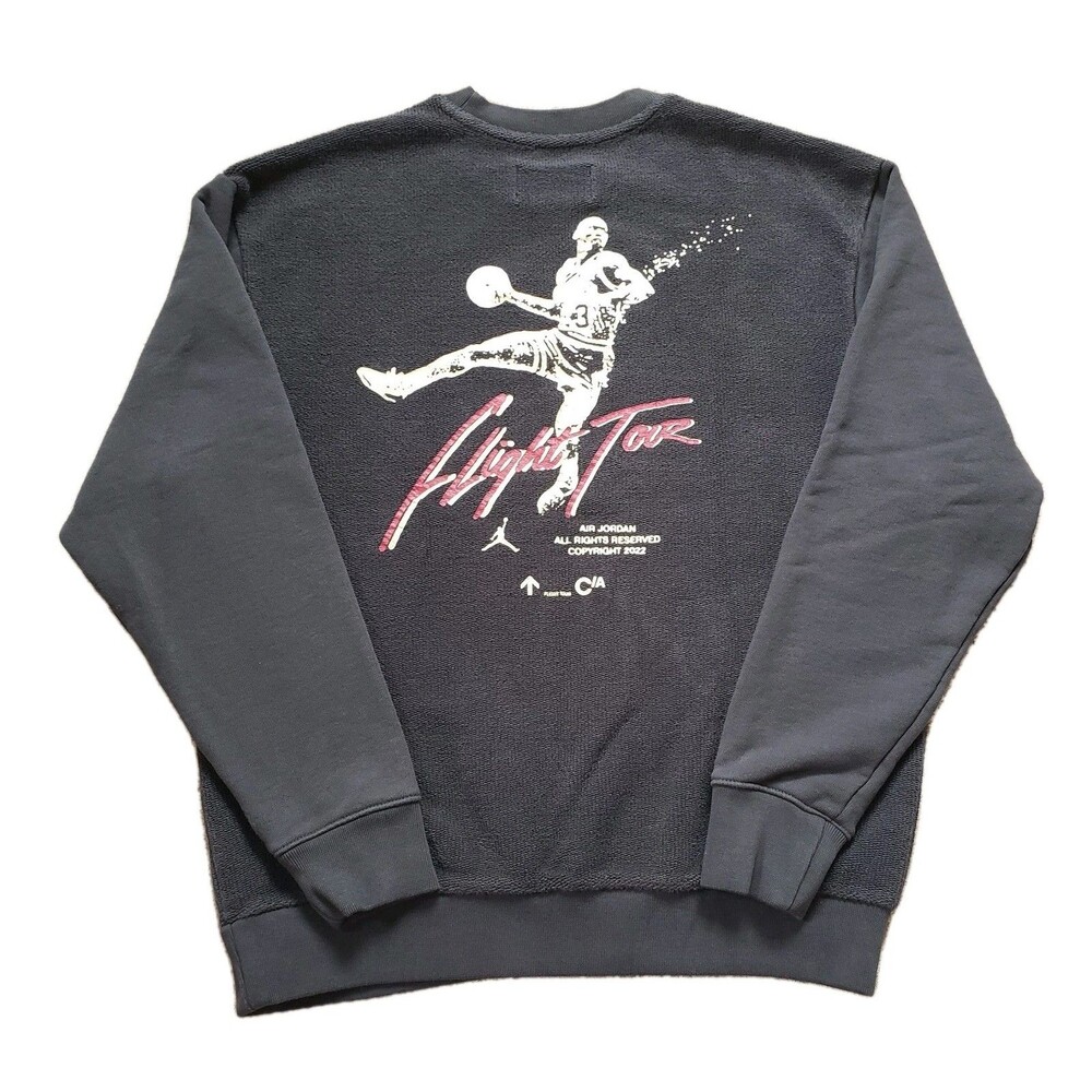 Jordan Flight Tour 2022 Sz Medium Mens Black Terry Double Side Sweatshirt 23